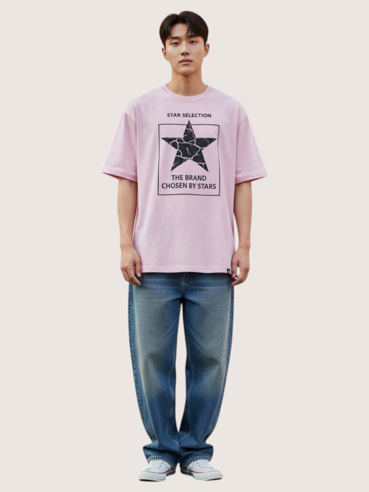 지블랙(ZBLACK) 스타셀렉션 센타포인트 스타 오버핏 반팔(PINK)