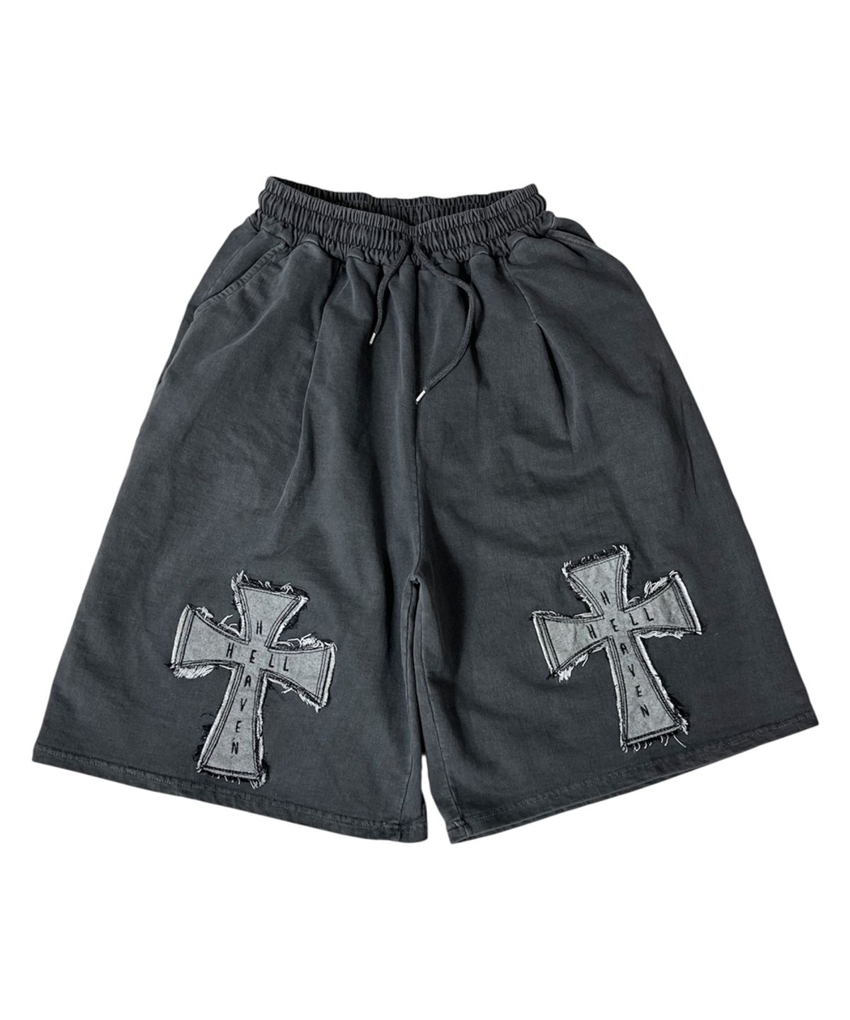 스케이터락(SK8ER ROCK) Rough Cross Pigment Bermuda Shorts ((charcoal))