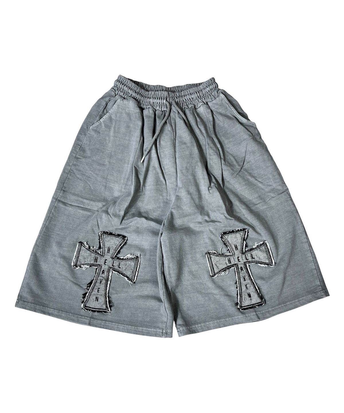 스케이터락(SK8ER ROCK) Rough Cross Pigment Bermuda Shorts ((gray))