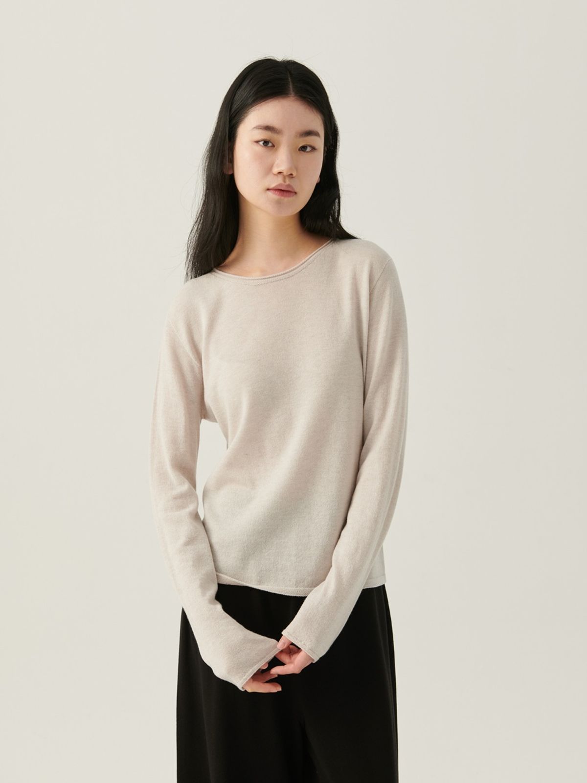 베이스스레드(BASETHREAD) Mono Crew Neck Top - Soy