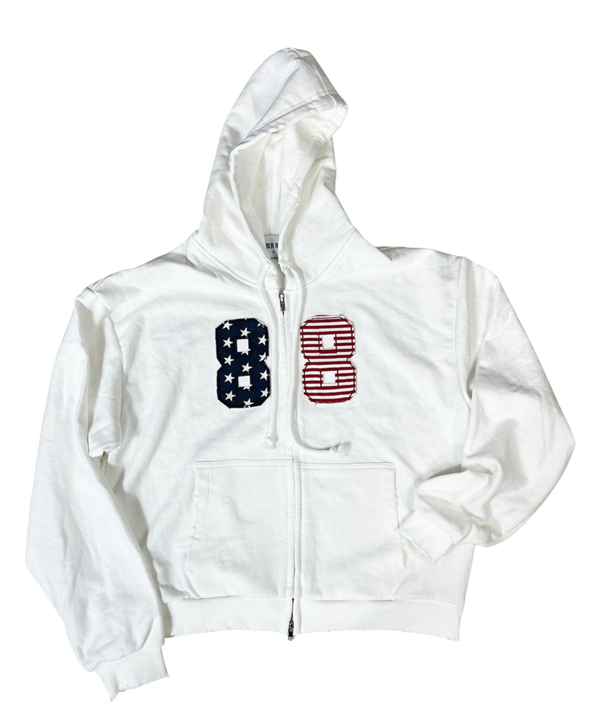스케이터락(SK8ER ROCK) Star Stripe Damage Sweat Hood Zip-Up ((ivory))