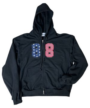 Star Stripe Damage Sweat Hood Zip-Up ((black))