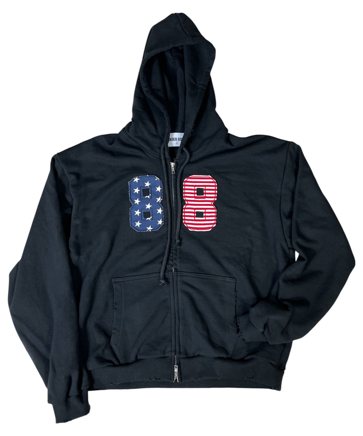 스케이터락(SK8ER ROCK) Star Stripe Damage Sweat Hood Zip-Up ((black))
