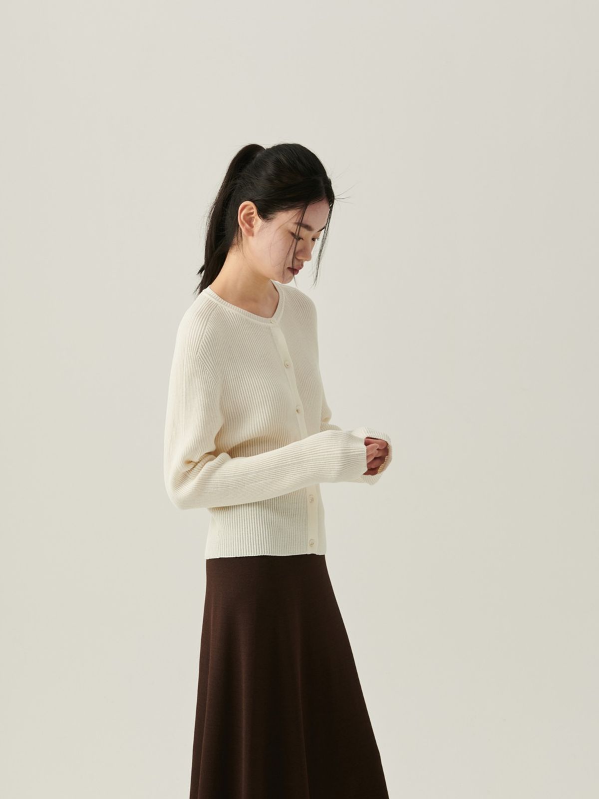 베이스스레드(BASETHREAD) Node Round Cardigan - Ivory