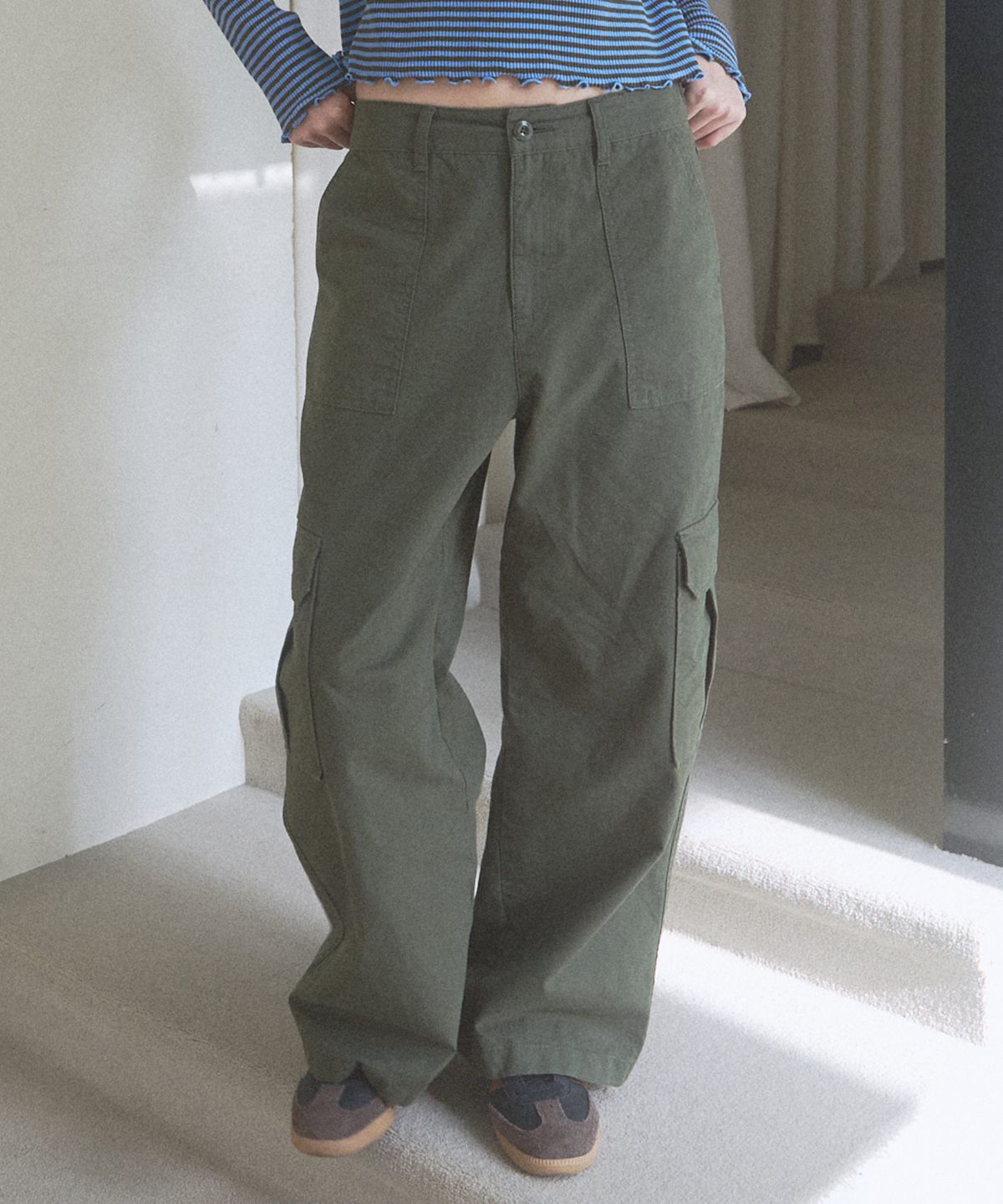 뉴루키(NEW LOOKY) Vintage cotton cargo pants_Khaki