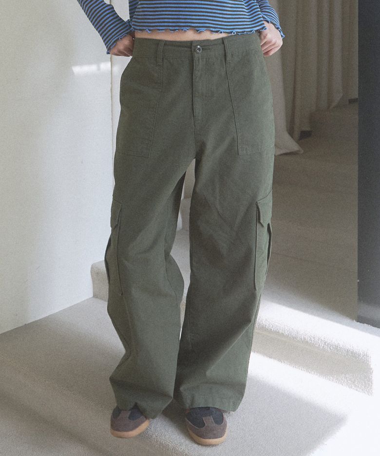 Vintage cotton cargo pants_Khaki