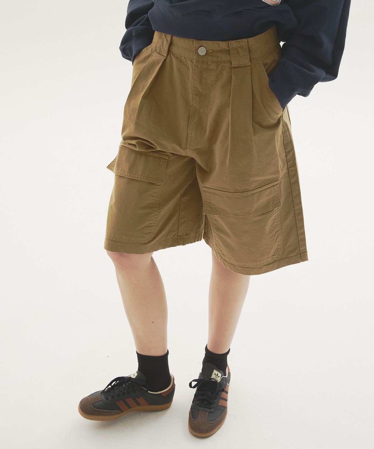 뉴루키(NEW LOOKY) Vintage cotton cargo shorts_Beige