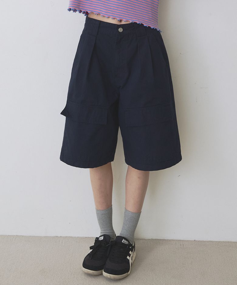 Vintage cotton cargo shorts_Navy