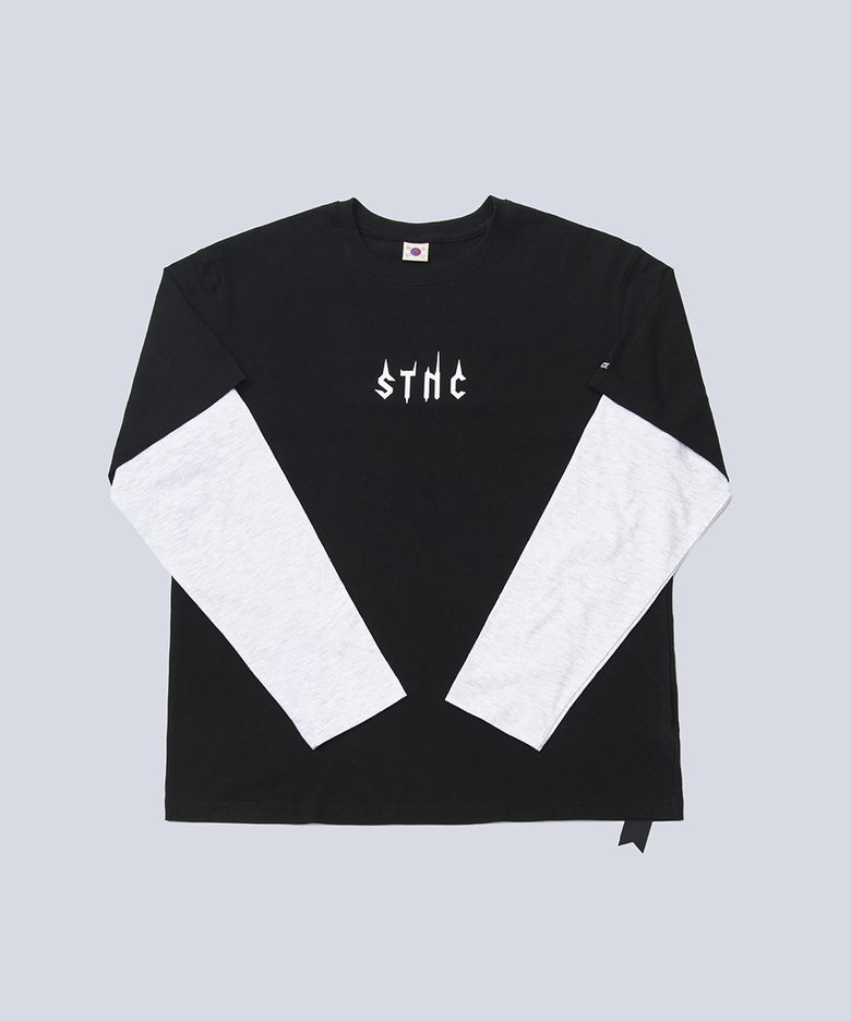 STNC LAYERED LONG SLEEVE (BLACK & HEATHER GREY)
