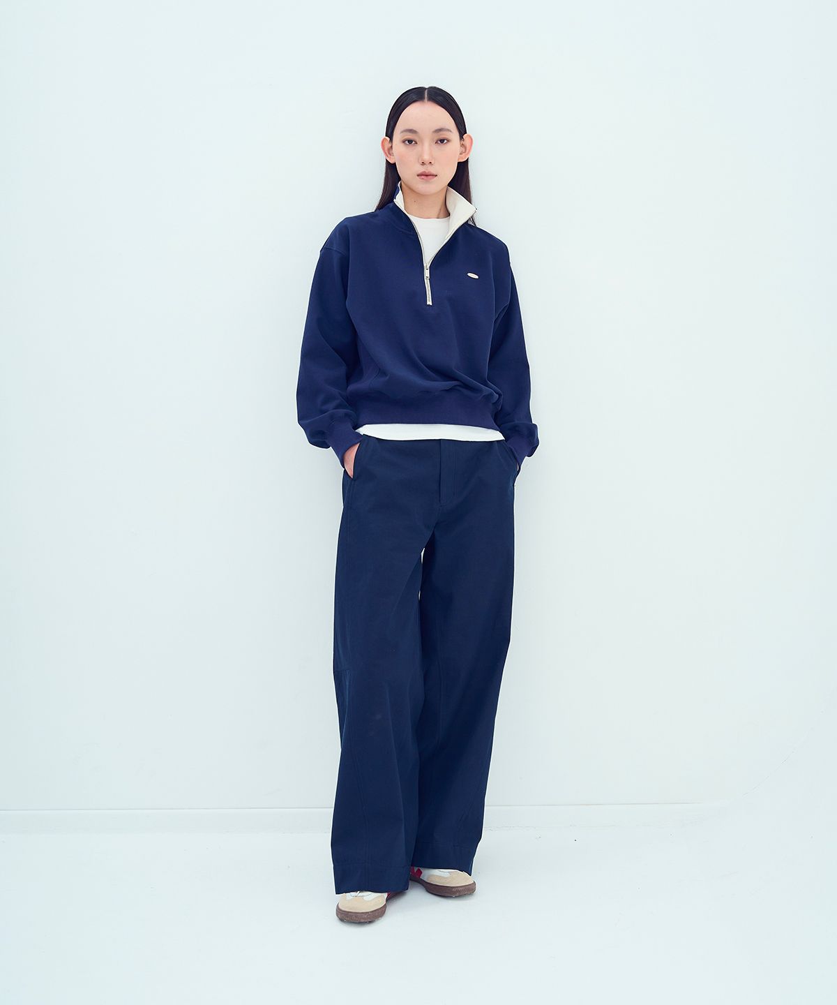 콥키노(KOBKINO) COTTON STITCH PANTS (NAVY)