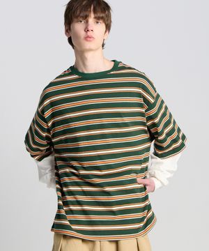 레이어드 스트라이프 롱 슬리브 오렌지