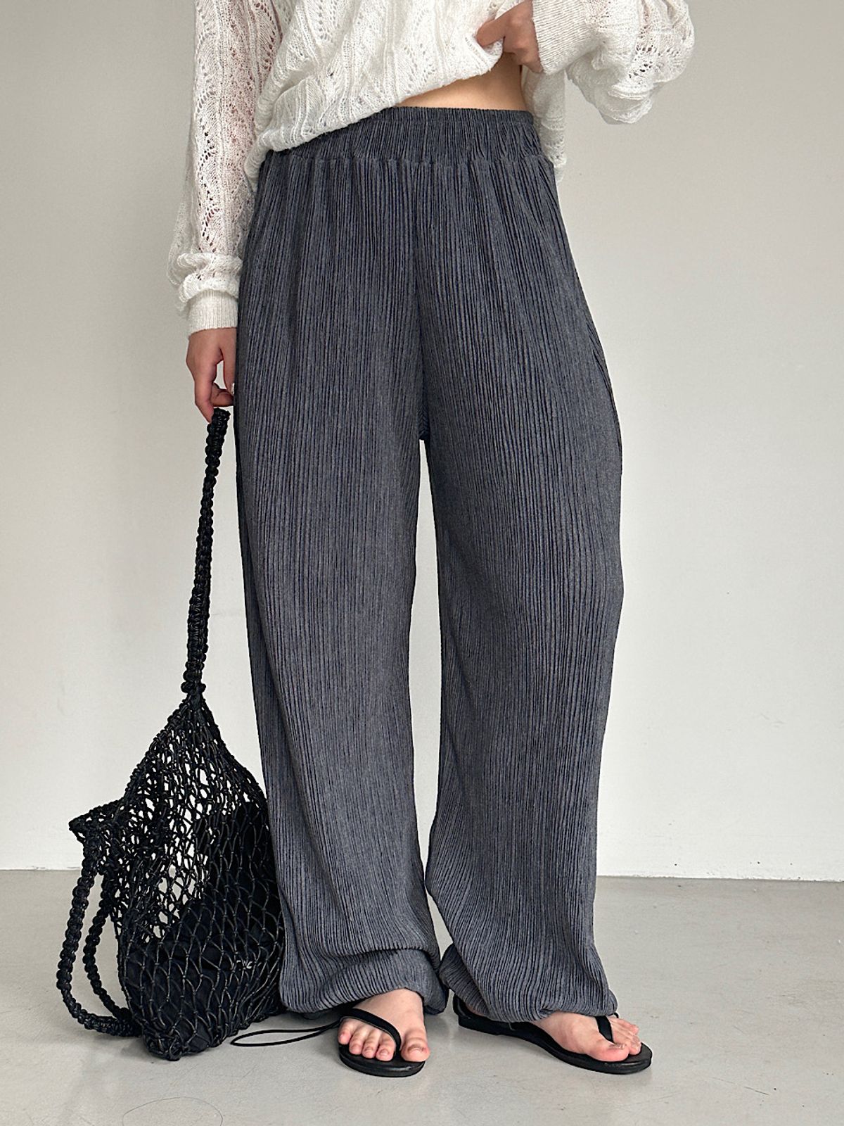아포엠(APOEM) Wrinkle String Pants (2C)