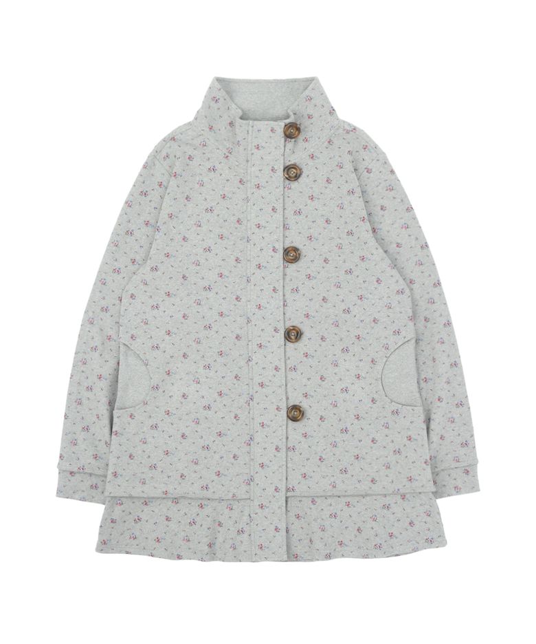 Floral Jersey Coat - Heather Grey