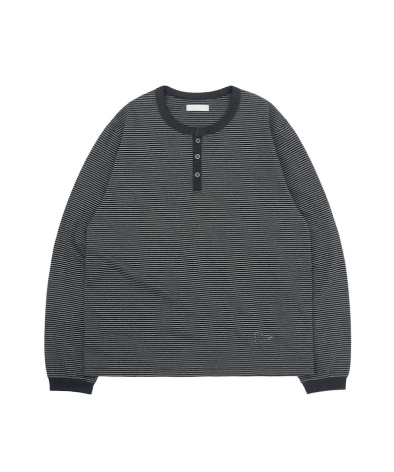 ST Henley Neck LS Tee - Charcoal