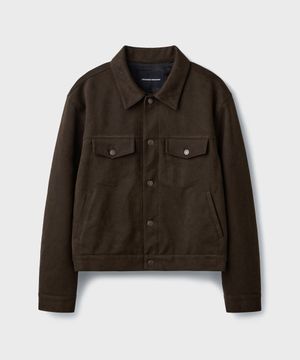 FAKE SUEDE TRUCKER JACKET [BROWN]