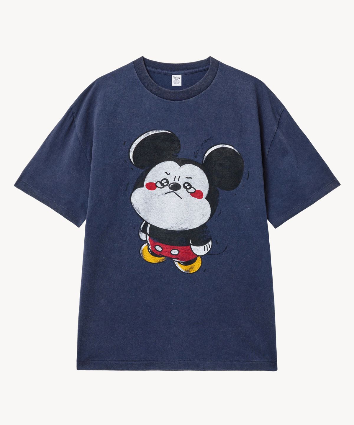 브이투(VTWO) 페이드 워싱 크라잉 _미키_ 티셔츠 (NAVY)