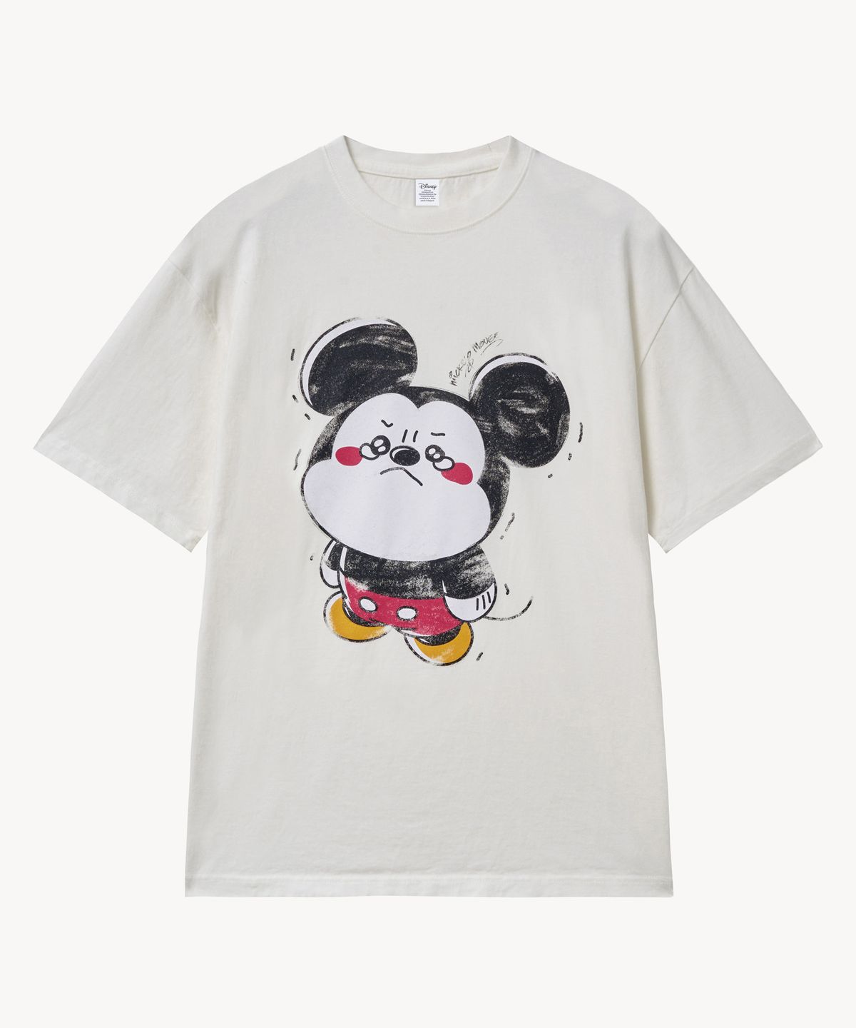 브이투(VTWO) 페이드 워싱 크라잉 _미키_ 티셔츠 (WHITE)