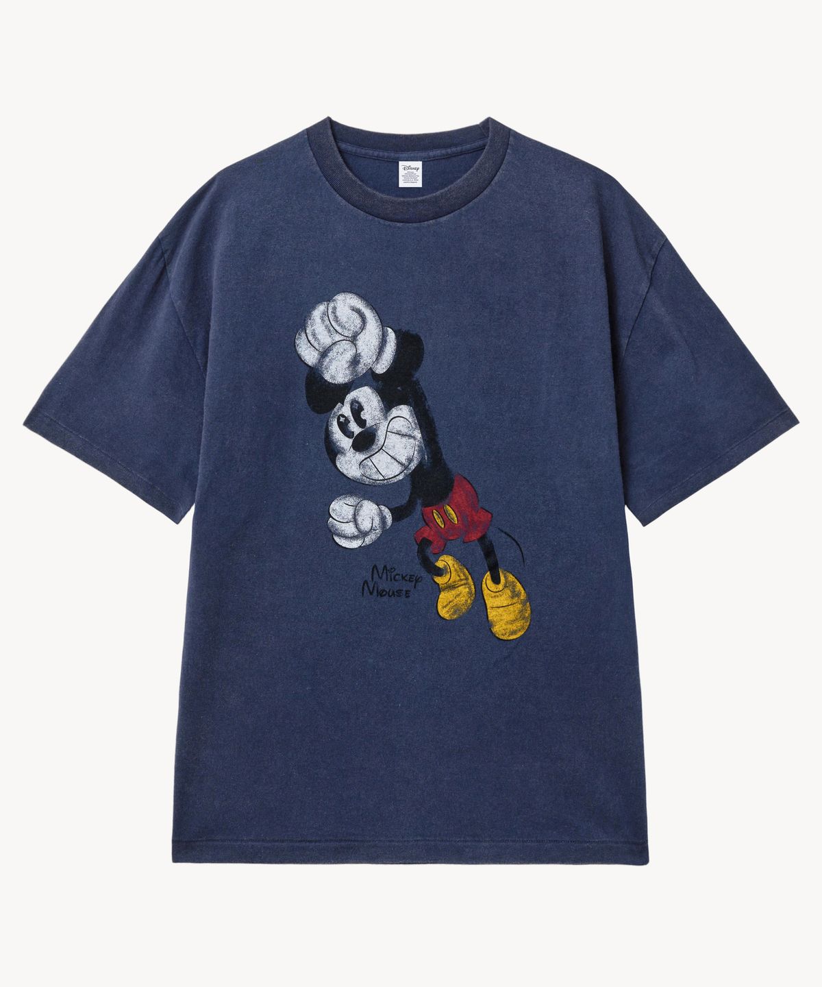브이투(VTWO) 페이드 워싱 해피 _미키_ 티셔츠 (NAVY)