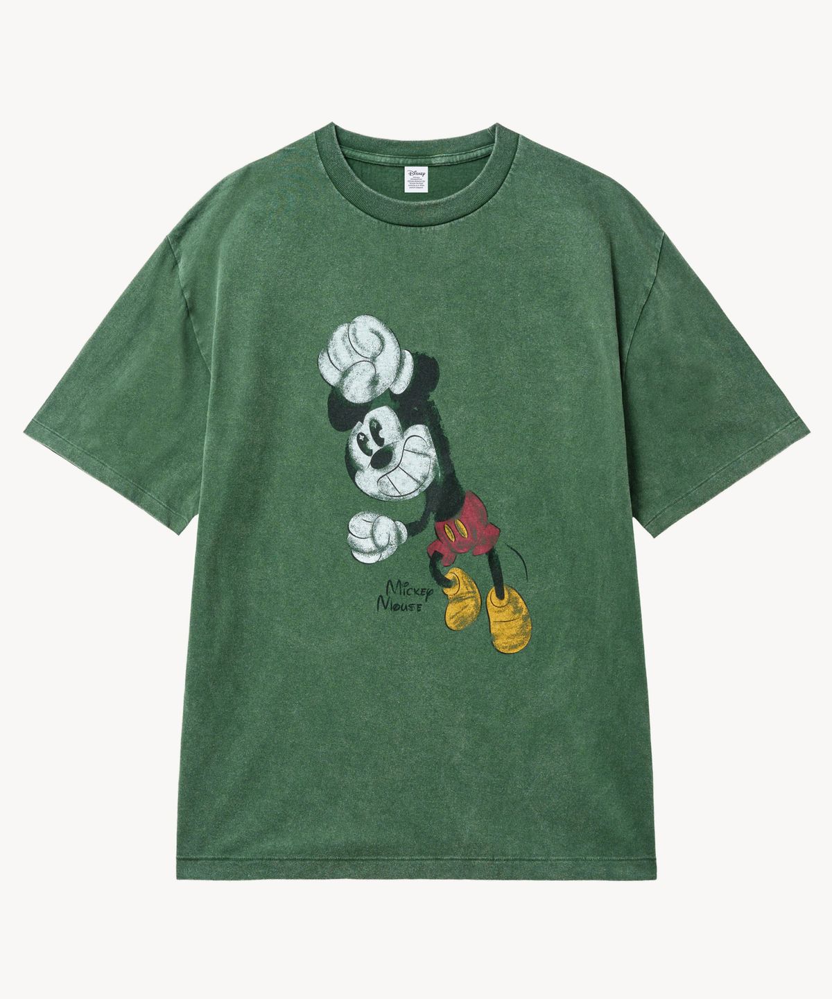 브이투(VTWO) 페이드 워싱 해피 _미키_ 티셔츠 (GREEN)
