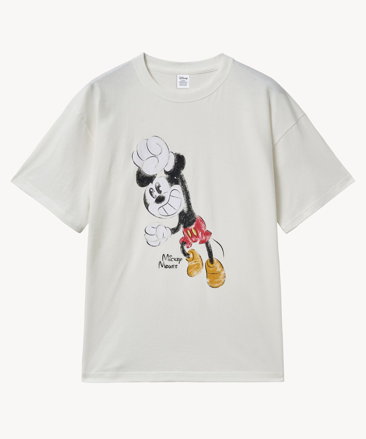 브이투(VTWO) 페이드 워싱 해피 _미키_ 티셔츠 (WHITE)