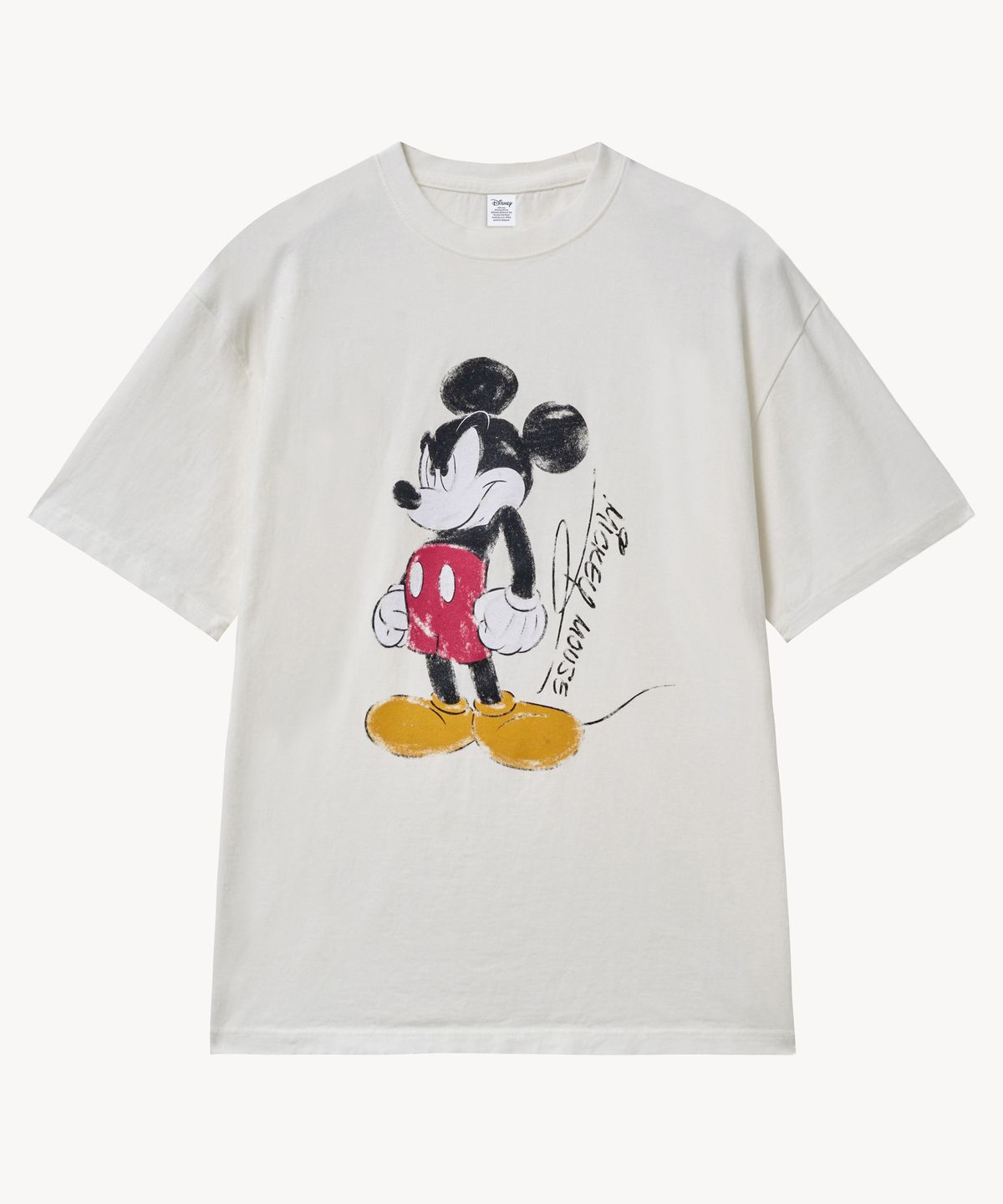 브이투(VTWO) 빈티지 워싱 파이터 _미키_ 티셔츠 (WHITE)