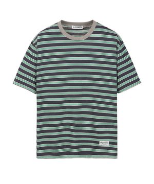 멀티 스트라이프 반팔 티셔츠 차콜그레이