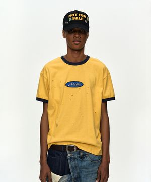 (ESSENTIAL) ADSB LOGO PATCH RINGER T-SHIRT atb1459m(YELLOW)