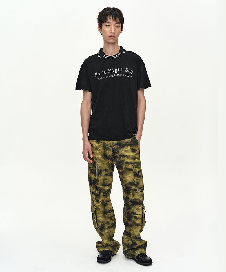 UNISEX BURNOUT CAMOUFLAGE-PRINTED CARGO JEANS apa907u(GREEN)