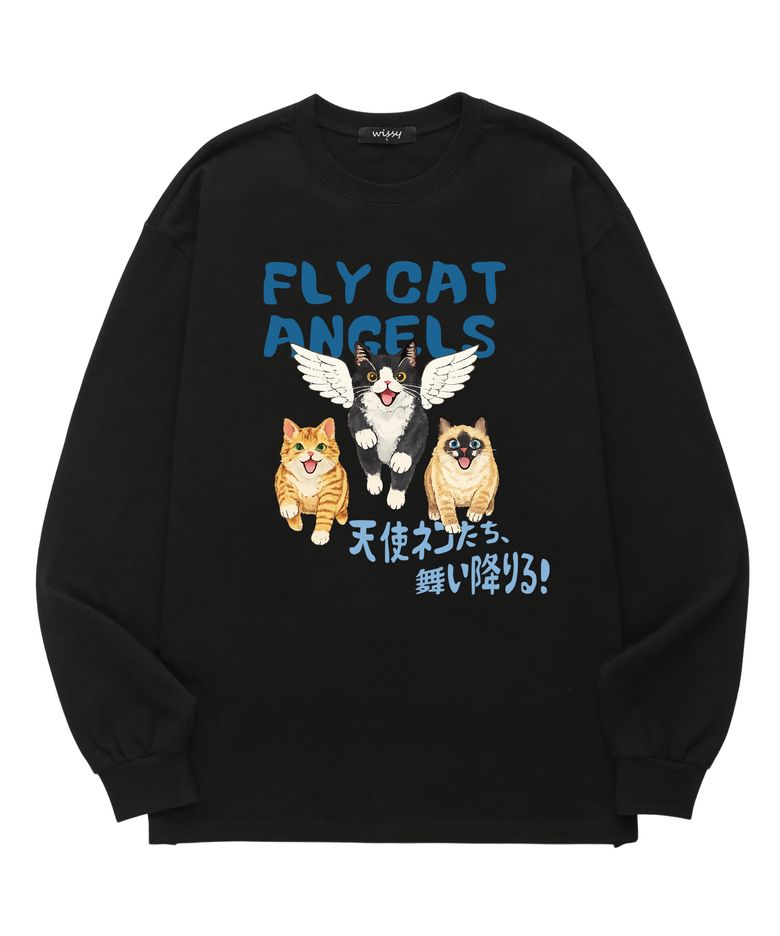 [한정특가] FLY CAT 긴팔 티셔츠 (WLS041) 블랙