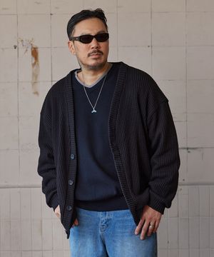 베이직 와플 가디건 블랙