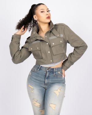 CS UTILITY CROP JACKET-007 (KHAKI)