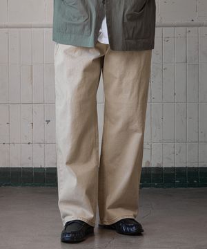 웰스 히든밴딩 와이드 코튼 팬츠 베이지