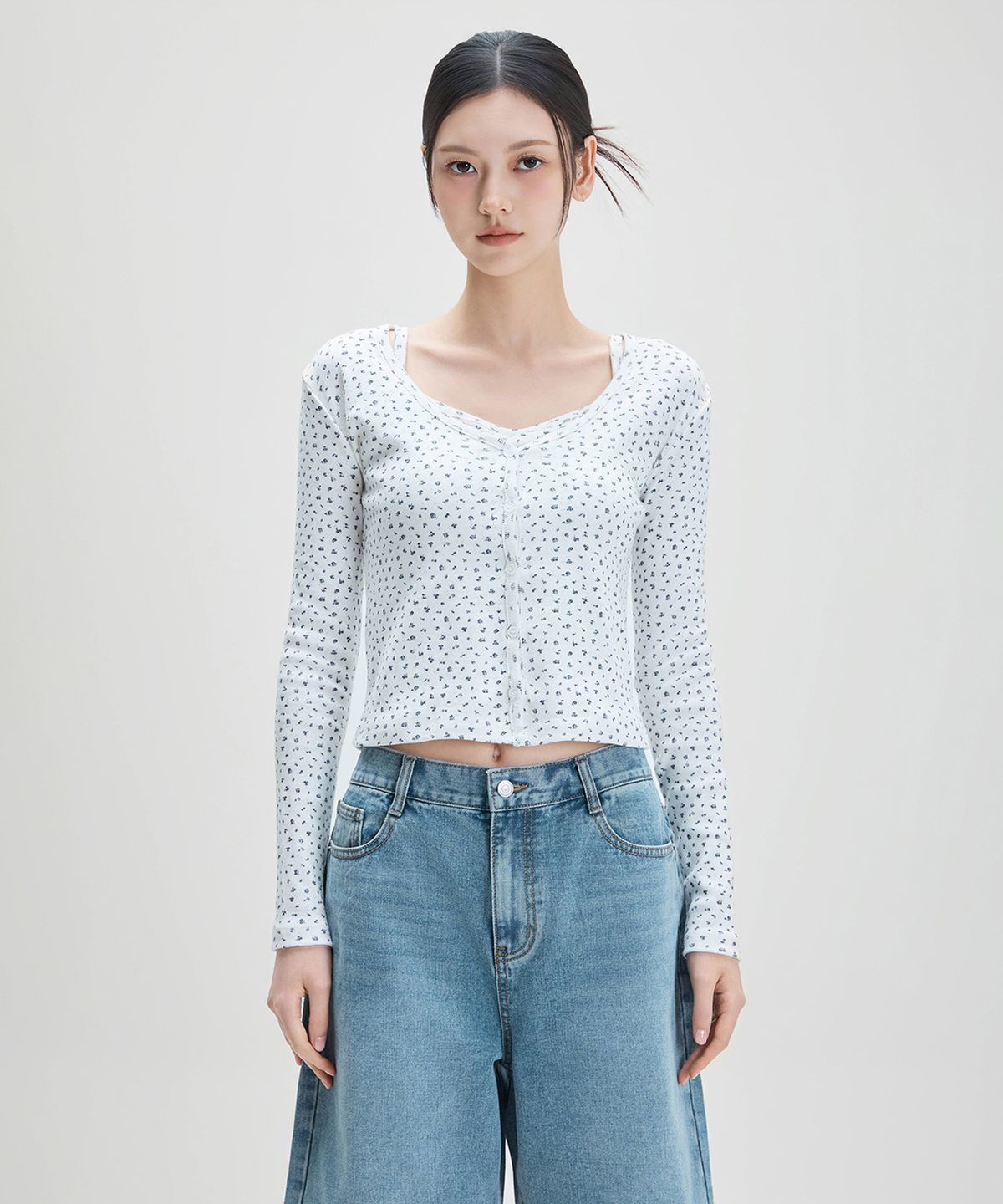 미쏘(MIXXO) [세트] 잔꽃 나시 가디건 셋업_MIWCMG42MS