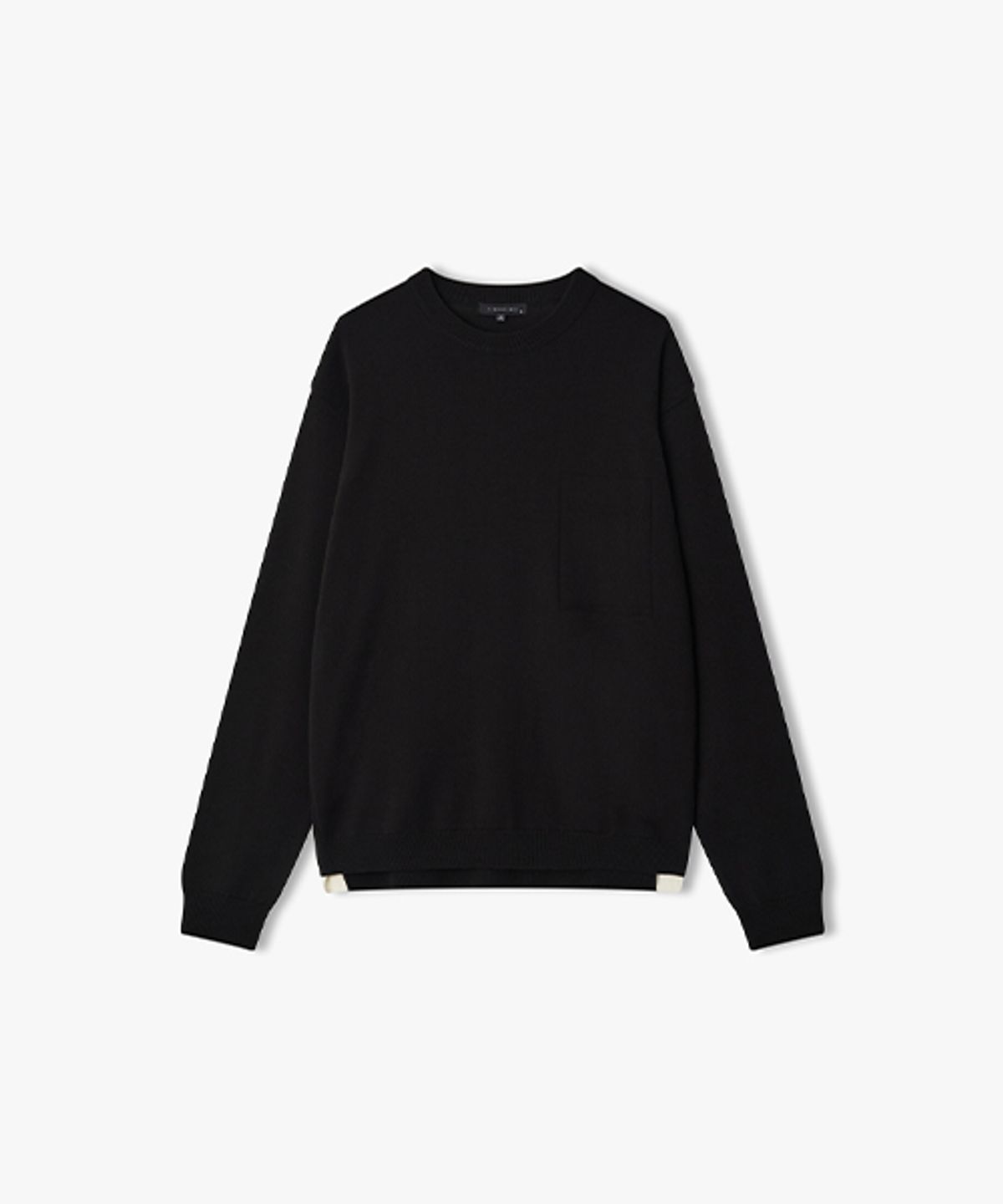 리버클래시(LIBERCLASSY) [26SS] LMS51720 블랙 사이드 배색 트리밍 라운드 니트