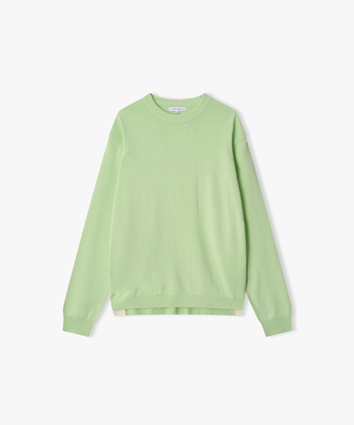 리버클래시(LIBERCLASSY) [26SS] LMS51721 그린 사이드 배색 트리밍 라운드 니트