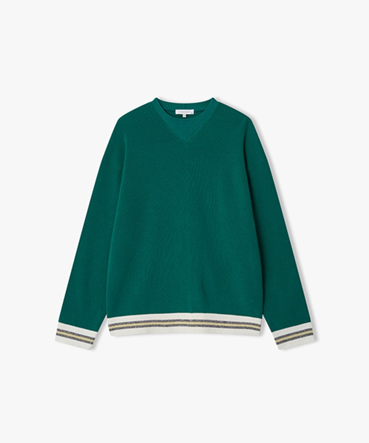 리버클래시(LIBERCLASSY) [26SS] LMS51725 그린 배색 블럭단 라운드 니트