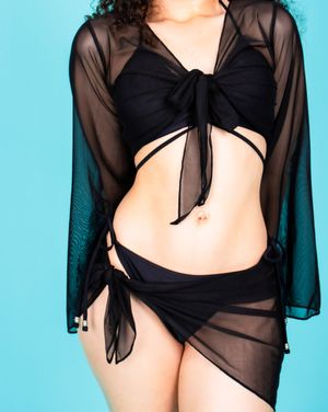 CS BALL BIKINI CARDIGAN-BLACK
