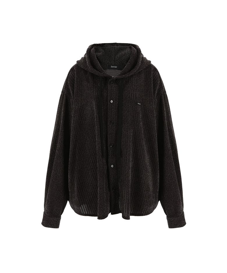 Unisex • Corduroy Hood Shirt (Leopard Charcoal)