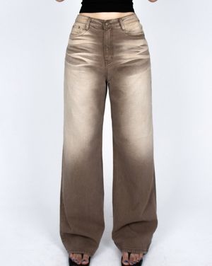 CS BROWN WASH WIDE JEANS-026