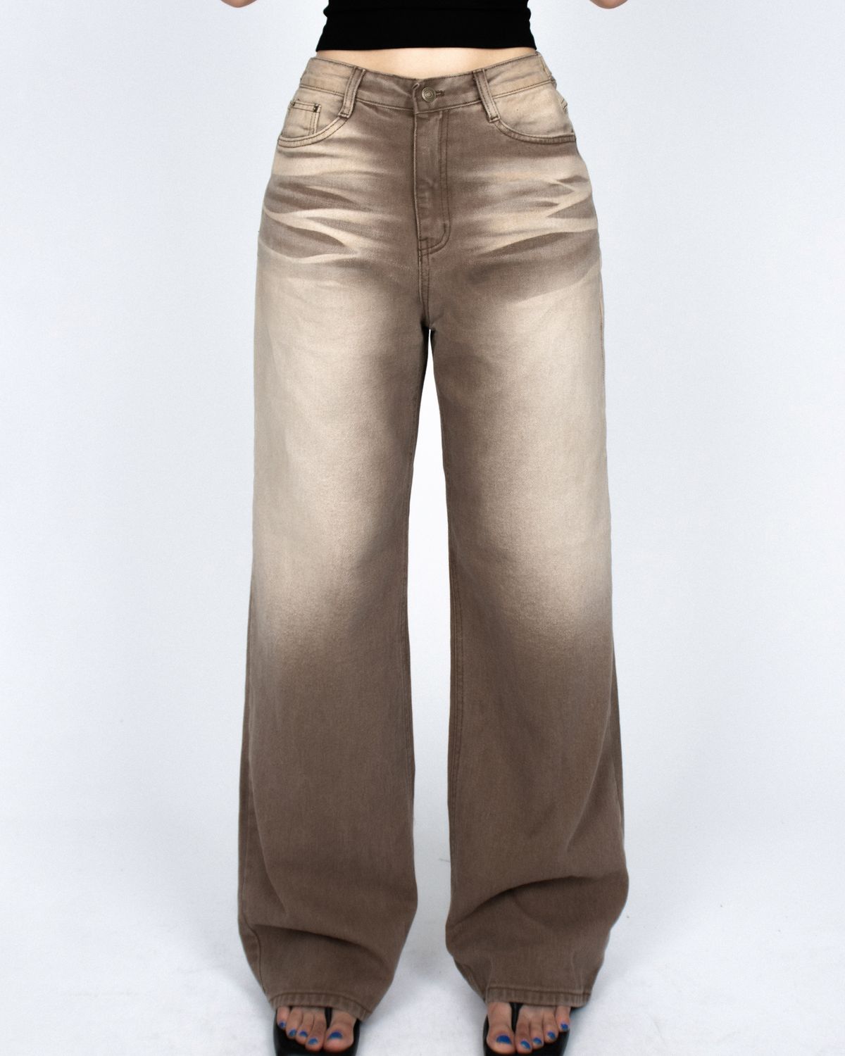 쿨시스(COOLSIS) CS BROWN WASH WIDE JEANS-026