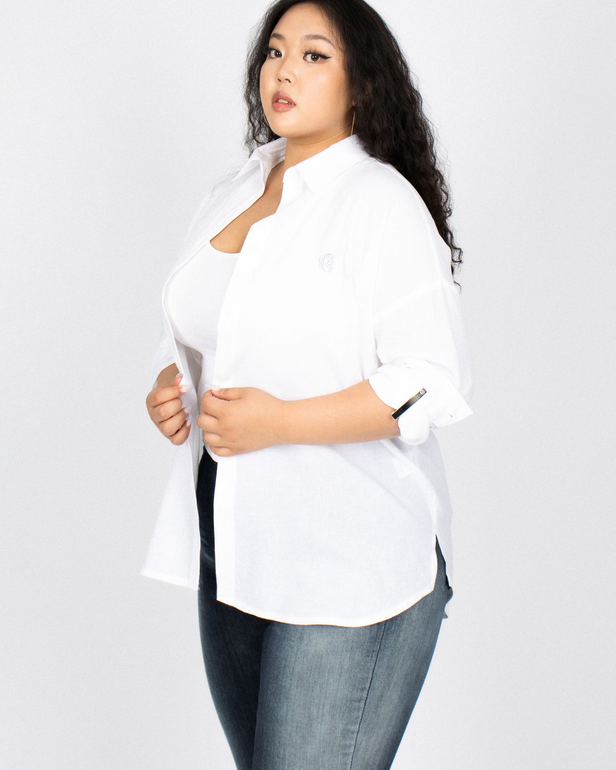 쿨시스(COOLSIS) CS LINEN LOGO SHIRTS-018 (WHITE)