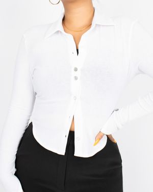 CS LIPS BUTTON SS SHIRTS-024 (WHITE)