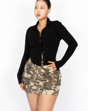 CS LIPS BUTTON SS SHIRTS-024 (BLACK)