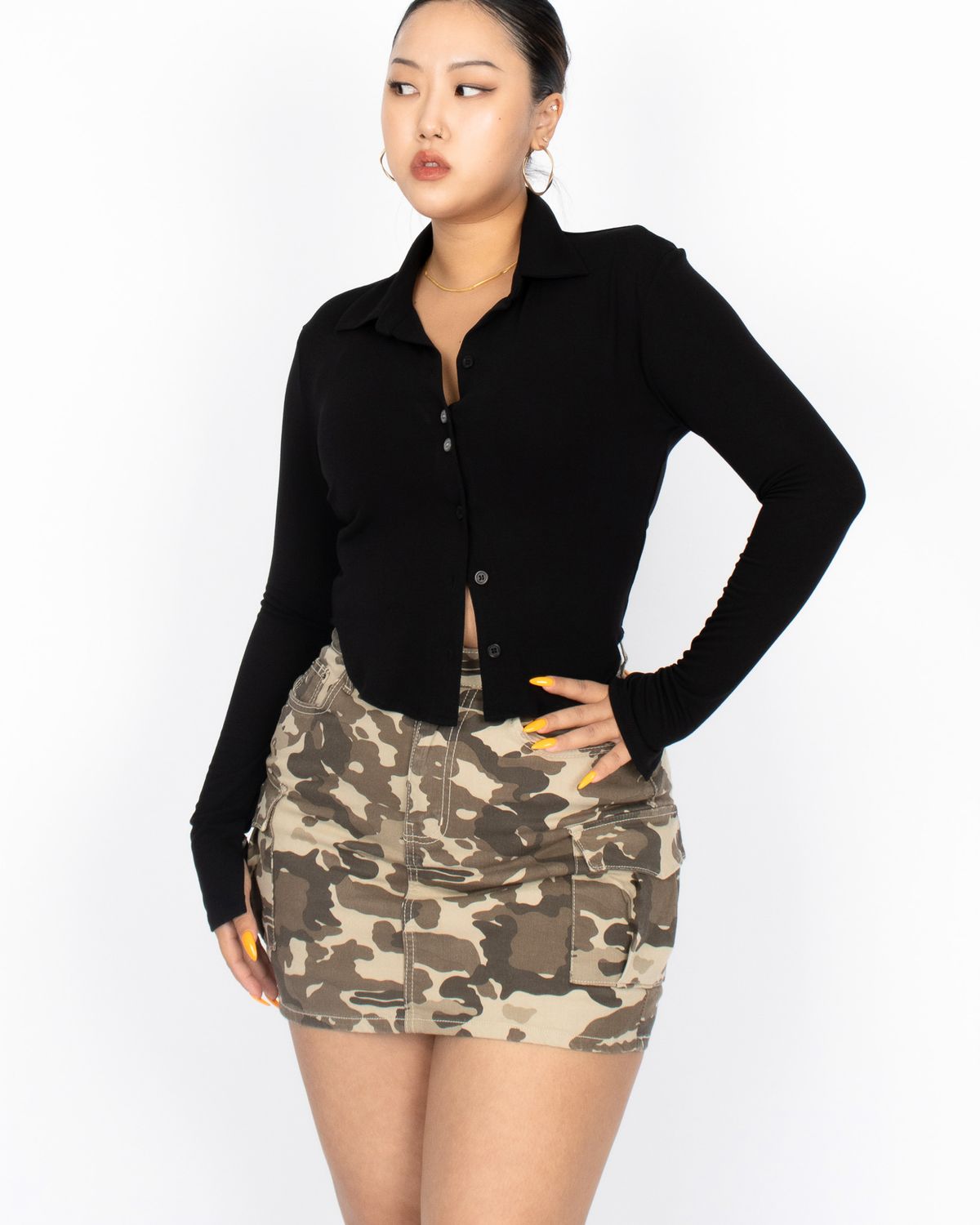 쿨시스(COOLSIS) CS LIPS BUTTON SS SHIRTS-024 (BLACK)