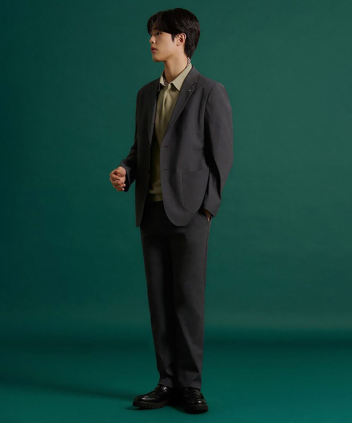 빈폴 멘(BEANPOLE MEN) 시어서커 패턴 셋업 스탠다드핏 팬츠  애쉬