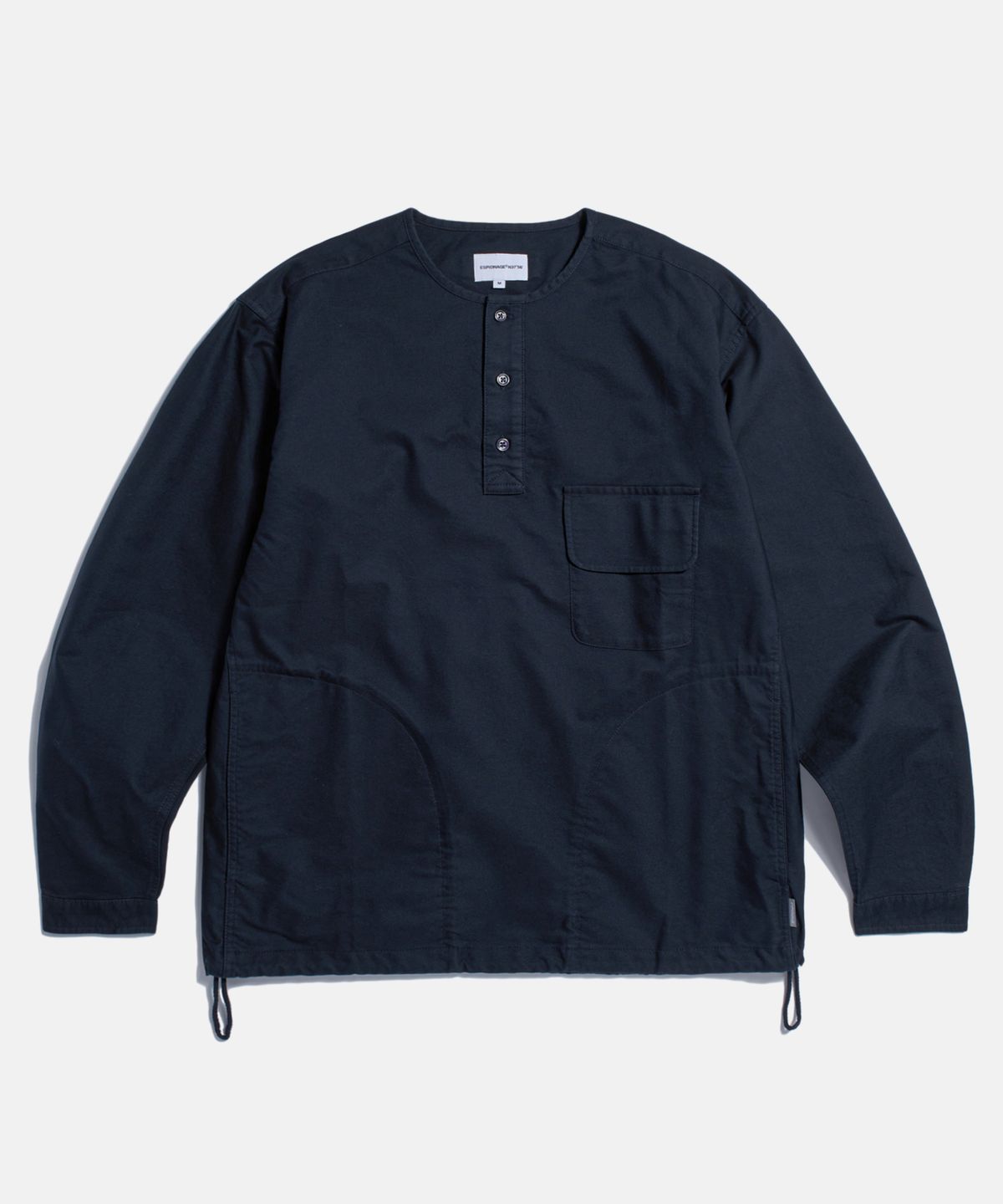 에스피오나지(ESPIONAGE) Cotton Oxford Henley Shirt Navy