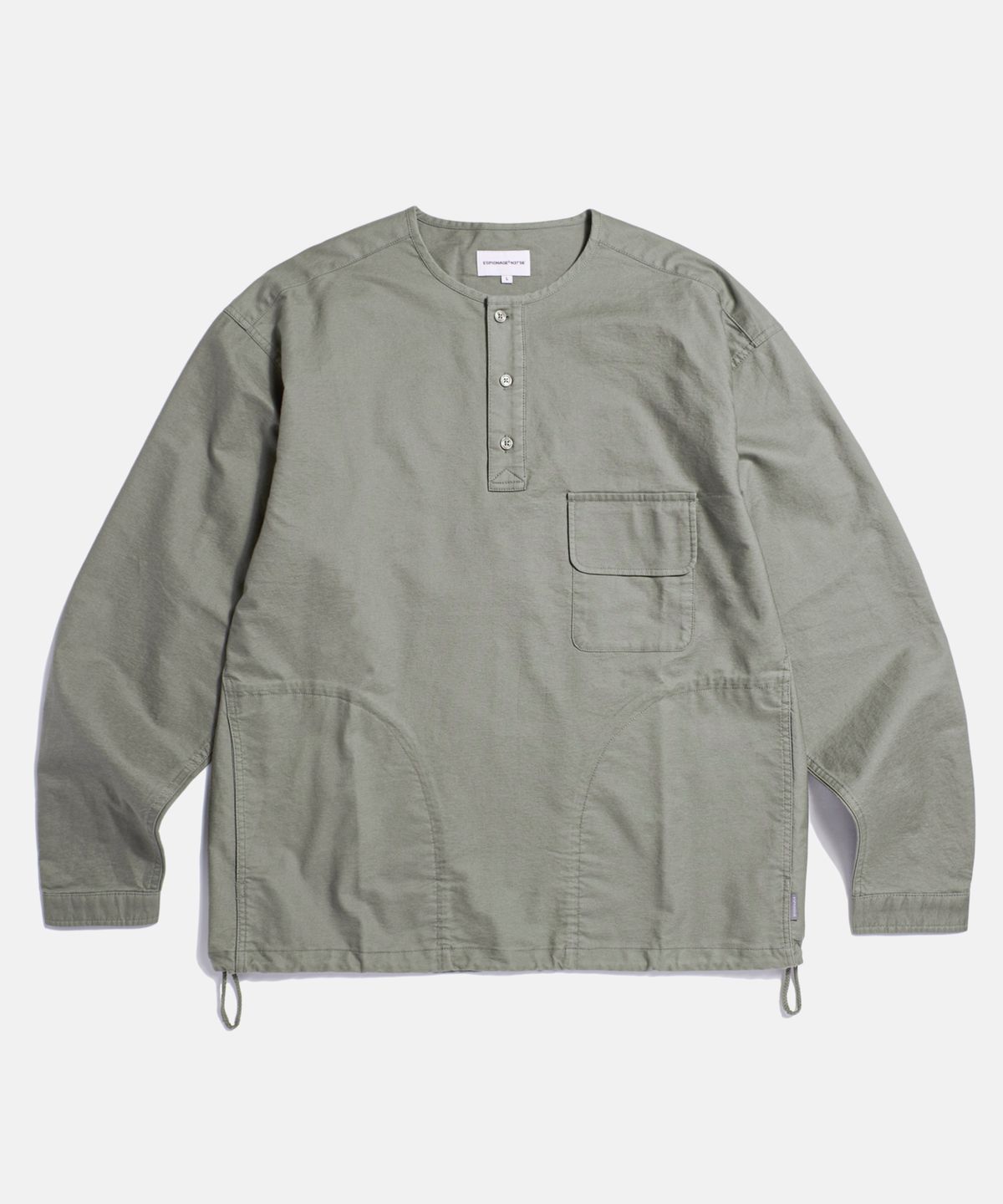 에스피오나지(ESPIONAGE) Cotton Oxford Henley Shirt Grey