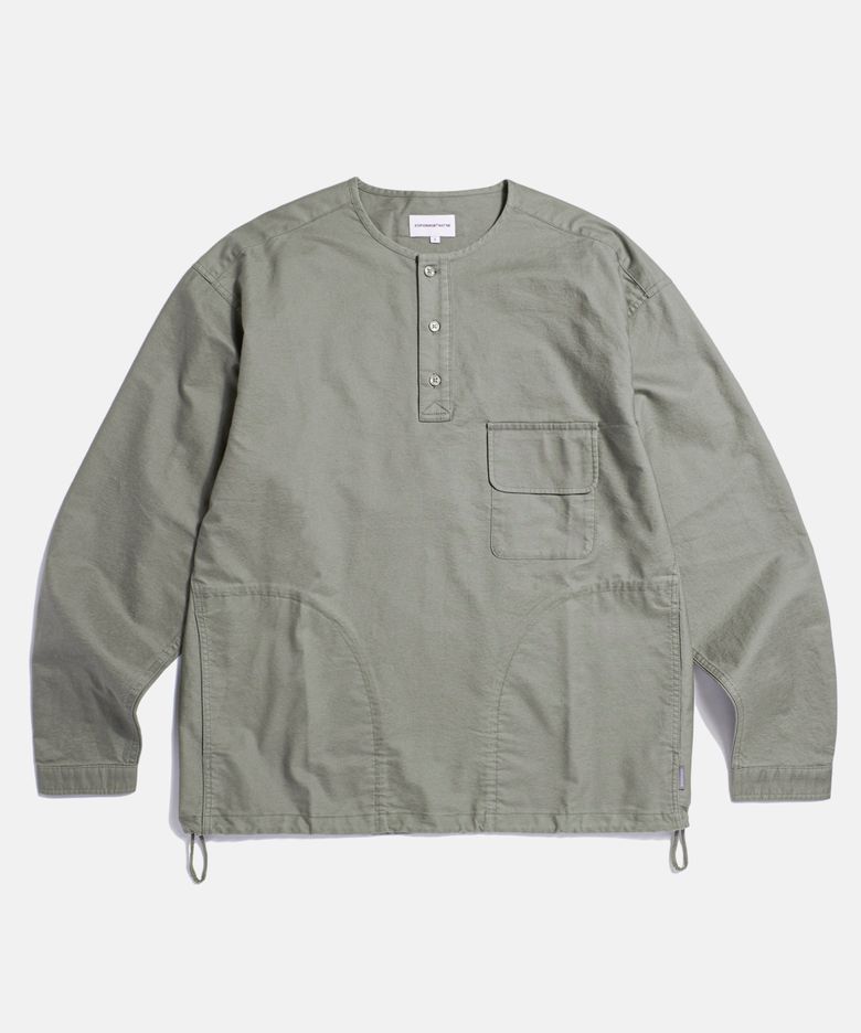 Cotton Oxford Henley Shirt Grey