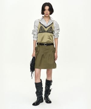 LACE BRA PRINTED CARGO DRESS atb1579w(KHAKI)