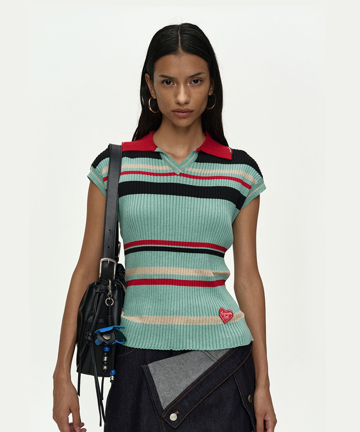 앤더슨벨(ADSB ANDERSSON BELL) COLOR-BLOCKED KNIT POLO VEST atb1499w(BLUE/RED)